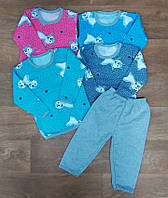 Детская пижама с начесом, байковый домашний комплект для детей