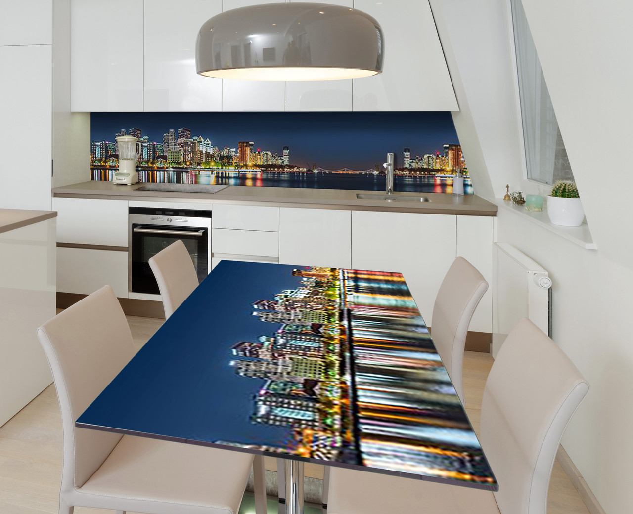 Наліпка 3Д виниловая на стол Zatarga «Квартал не спит» 600х1200 мм для домов, квартир, столов, кофейн, кафе, фото 1