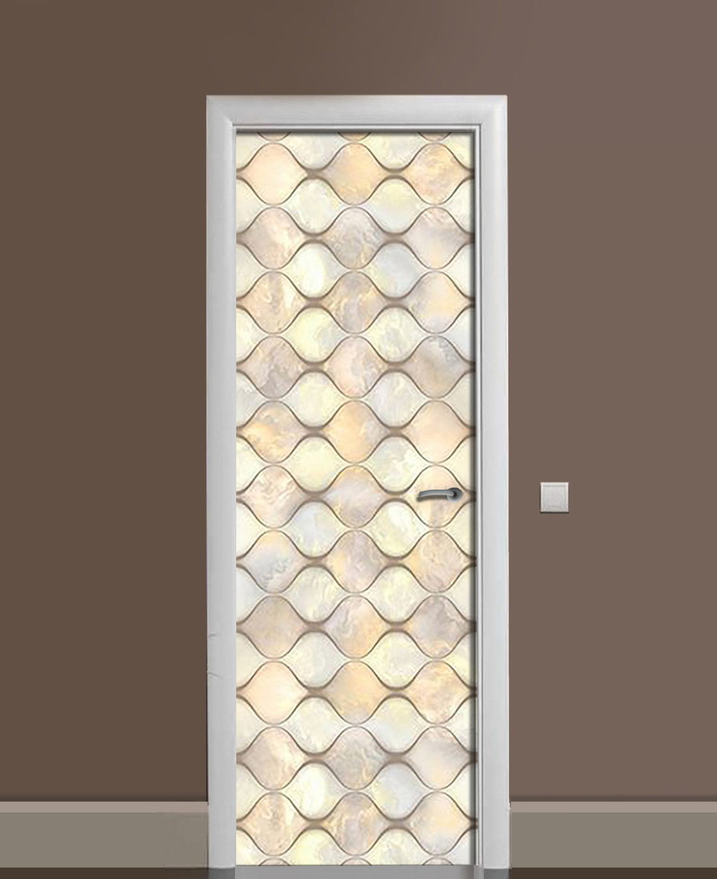 Наліпка на двері Zatarga «Скляні колби» 650х2000 мм вінілова 3Д Наліпка декор самоклеюча