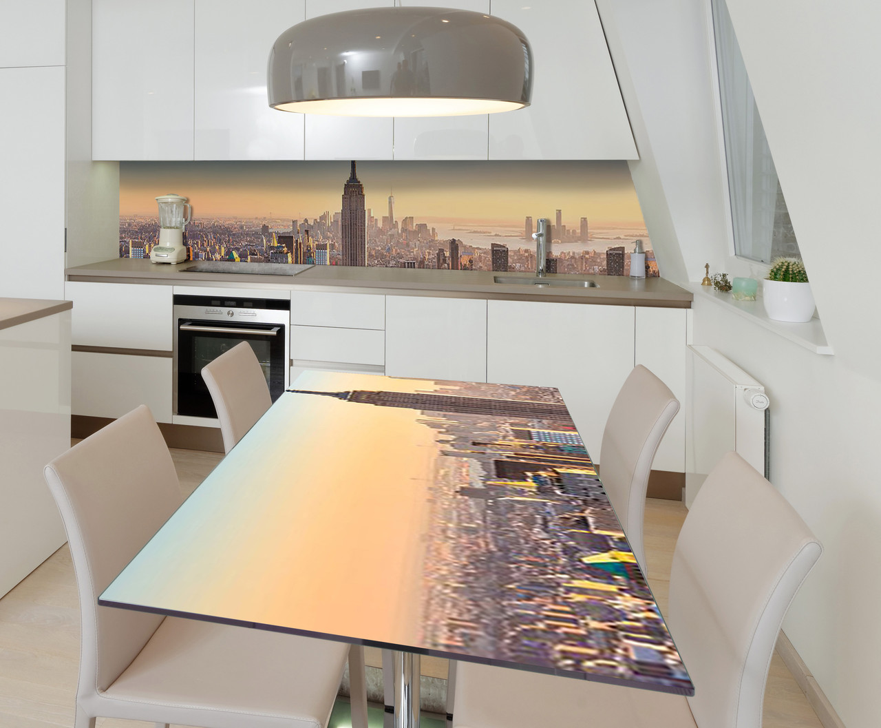 Наліпка 3Д виниловая на стол Zatarga «Эмпайр Стейт на рассвете» 600х1200 мм для домов, квартир, столов,