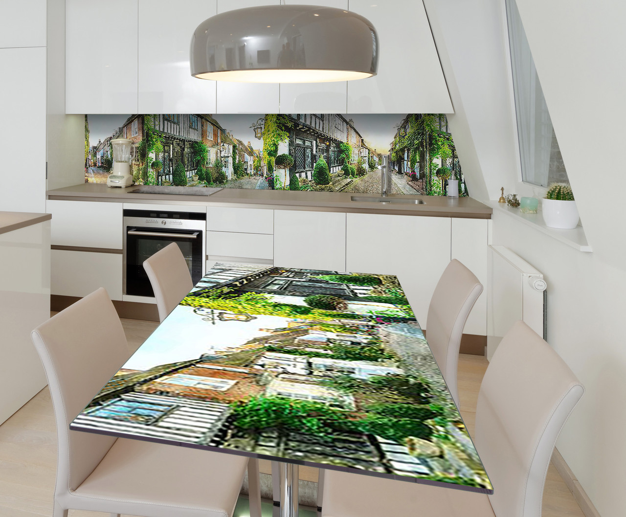 Наліпка 3Д виниловая на стол Zatarga «Улочки старого города» 600х1200 мм для домов, квартир, столов, кофейн,, фото 1