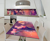 Наклейка 3Д виниловая на стол Zatarga «Крокусы в росе» 600х1200 мм для домов, квартир, столов, кофейн, кафе