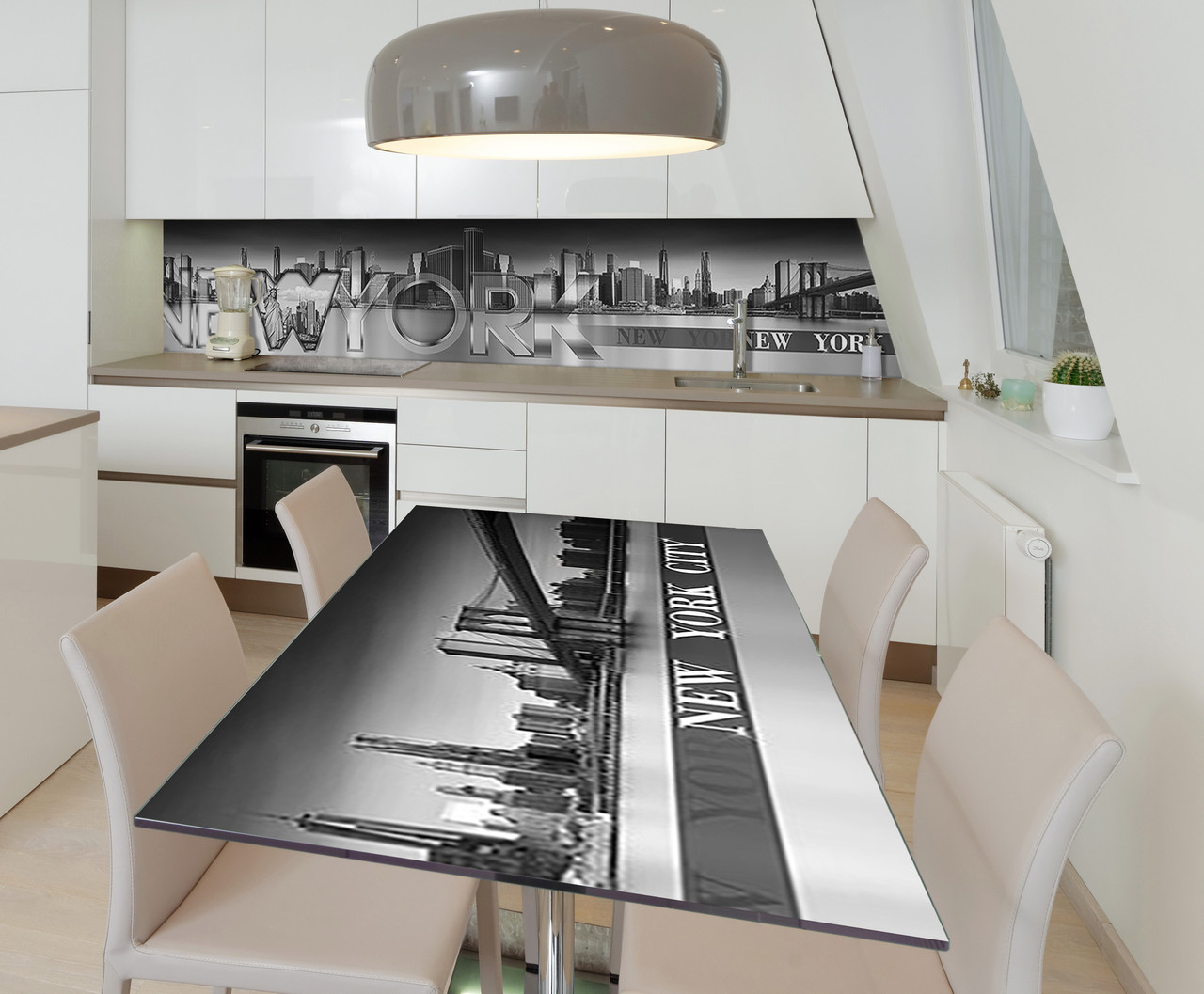 Наліпка 3Д виниловая на стол Zatarga «Деловой Нью-Йорк» 600х1200 мм для домов, квартир, столов, кофейн, кафе, фото 1