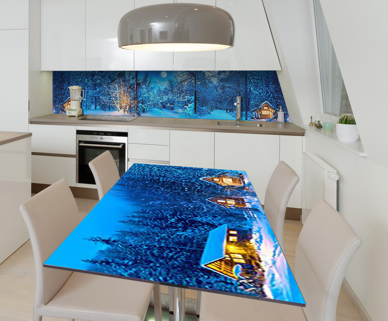 Наліпка 3Д виниловая на стол Zatarga «Одинокая избушка» 600х1200 мм для домов, квартир, столов, кофейн, кафе