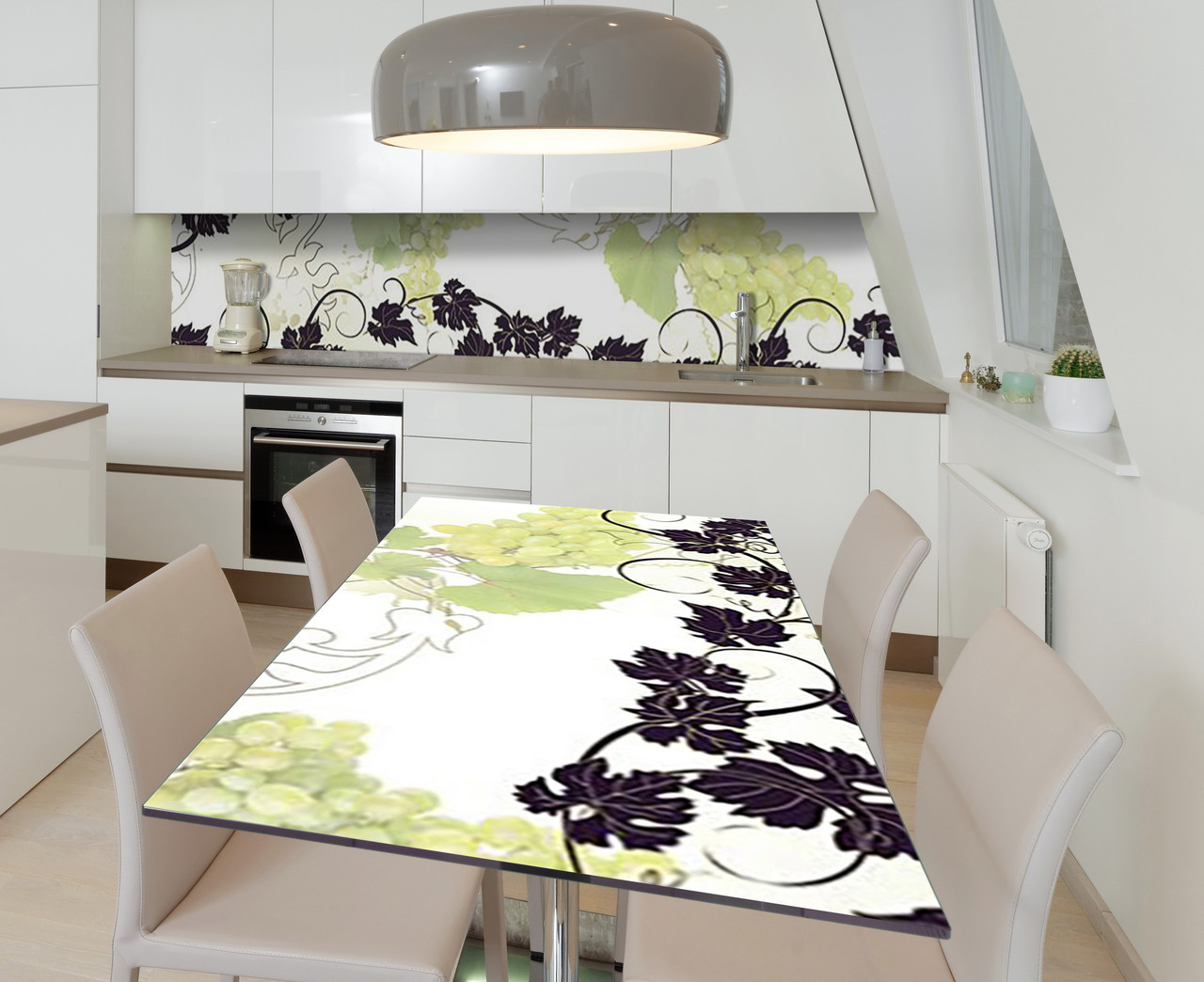 Наліпка 3Д виниловая на стол Zatarga «Виньетка из виноградной лозы» 600х1200 мм для домов, квартир, столов,