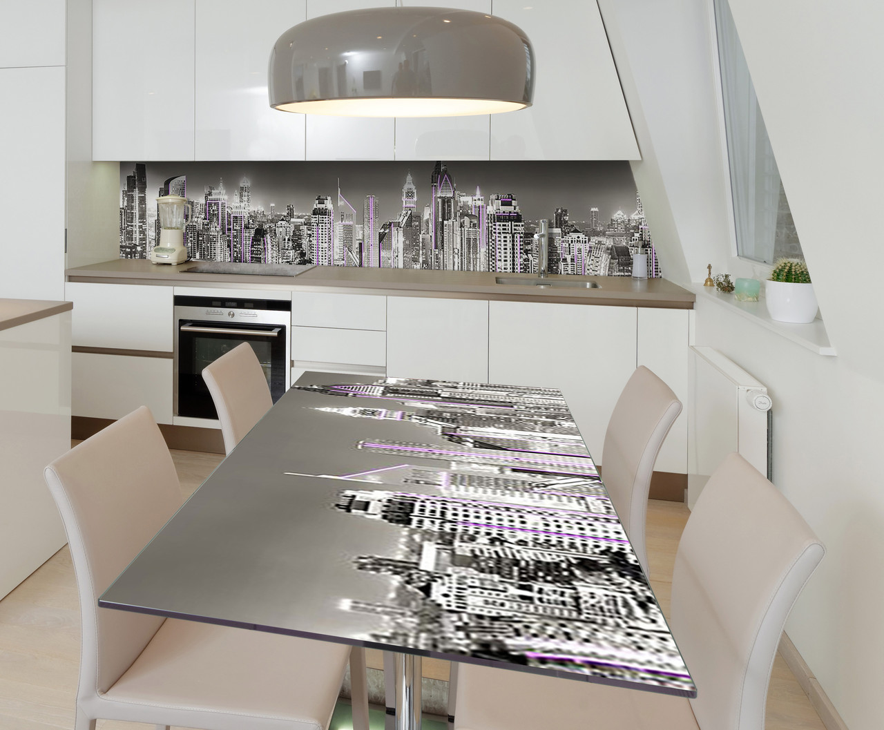 Наліпка 3Д виниловая на стол Zatarga «Монохромный силуэт» 600х1200 мм для домов, квартир, столов, кофейн,, фото 1