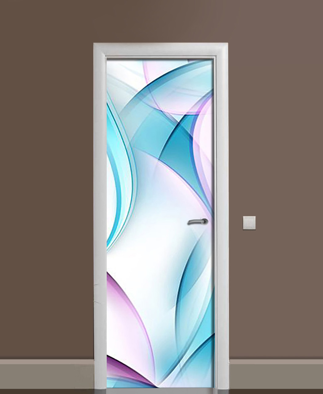 Наліпка на двері Zatarga «Бірюзові лопаті» 650х2000 мм вінілова 3Д Наліпка декор самоклеюча