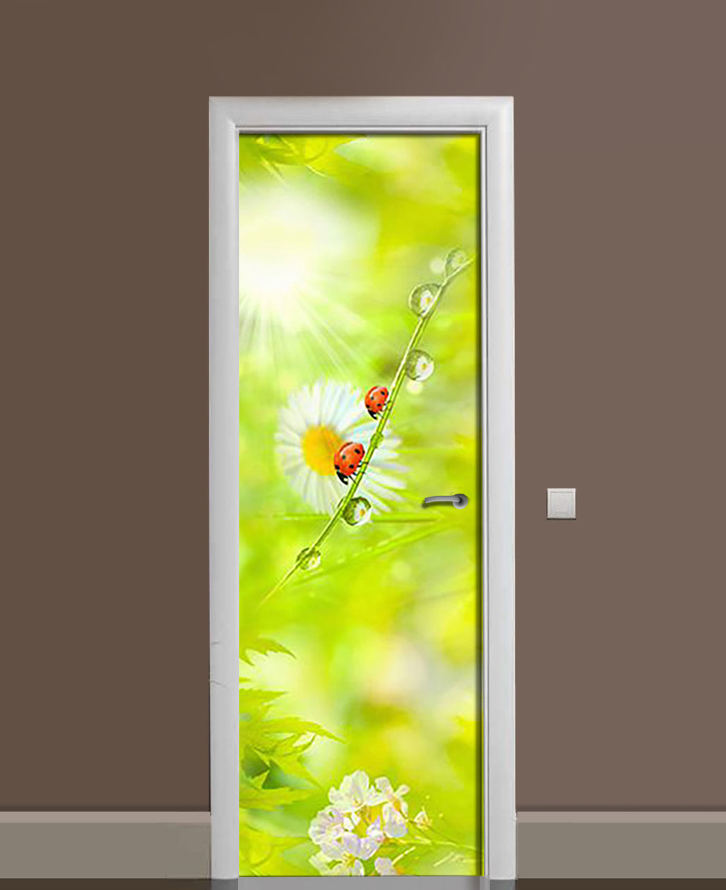 Наліпка на двері Zatarga «Ранкова роса» 650х2000 мм вінілова 3Д Наліпка декор самоклеюча