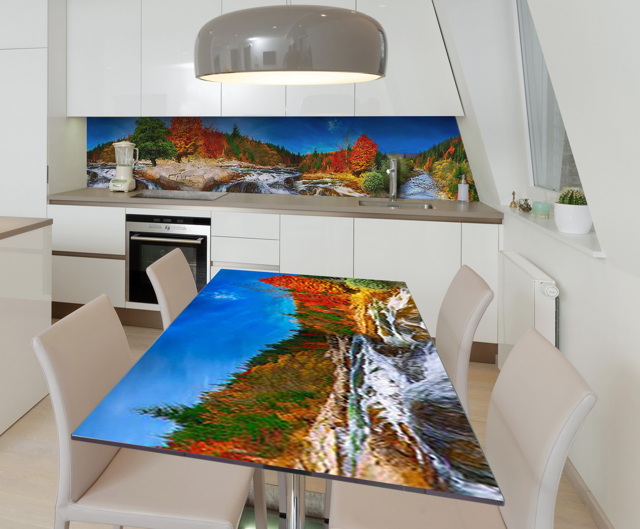 Наліпка 3Д виниловая на стол Zatarga «Горные потоки» 600х1200 мм для домов, квартир, столов, кофейн, кафе