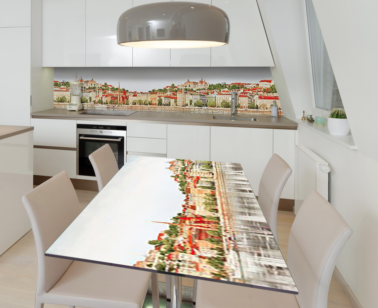 Наліпка 3Д виниловая на стол Zatarga «Красные крыши» 600х1200 мм для домов, квартир, столов, кофейн, кафе