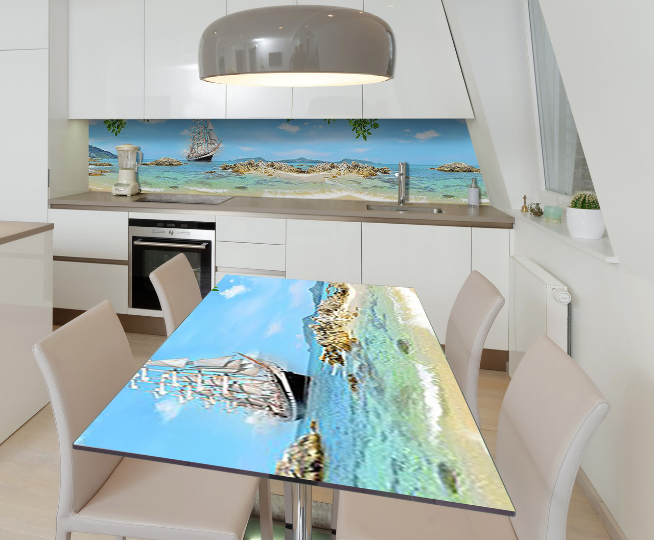 Наліпка 3Д вінілова на стіл Zatarga «Корабель свободи» 600х1200 мм для будинків, квартир, столів, кофеєнь,, фото 1