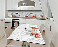 Наклейка 3Д виниловая на стол Zatarga «Уютная чашка» 600х1200 мм для домов, квартир, столов, кофейн, кафе