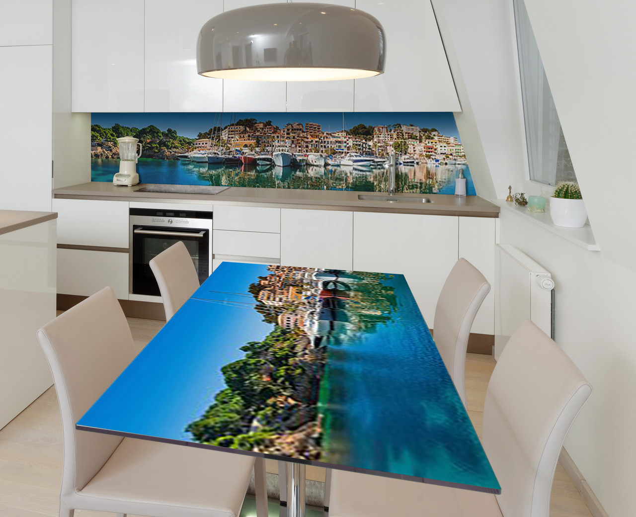 Наліпка 3Д виниловая на стол Zatarga «Пристань салерно» 600х1200 мм для домов, квартир, столов, кофейн, кафе, фото 1