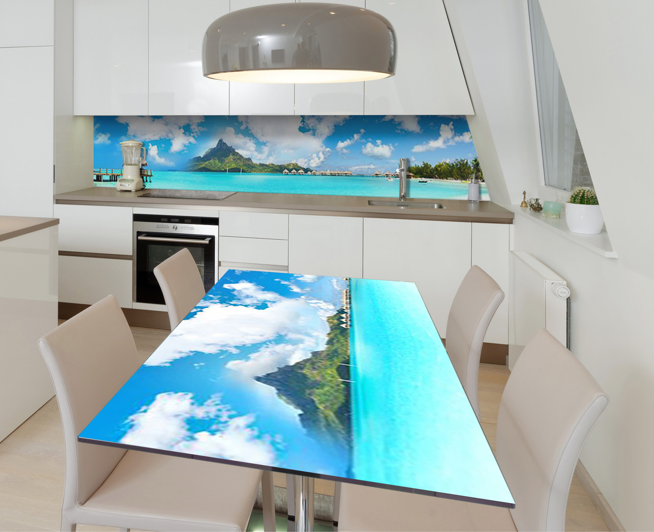 Наліпка 3Д виниловая на стол Zatarga «Мальдивский рай» 600х1200 мм для домов, квартир, столов, кофейн, кафе, фото 1