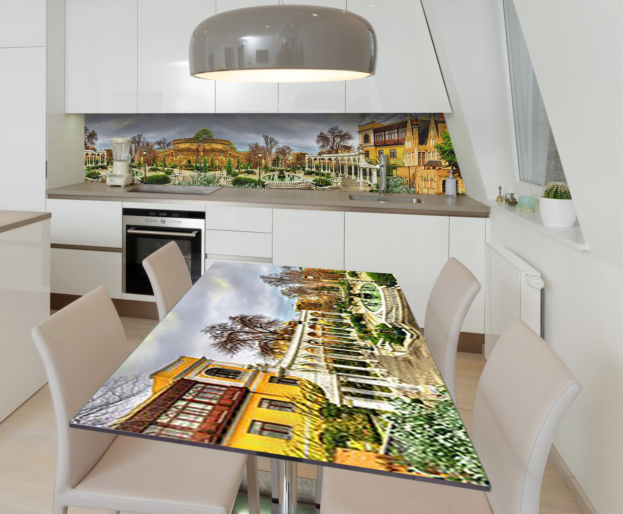 Наліпка 3Д виниловая на стол Zatarga «Городская роскошь» 600х1200 мм для домов, квартир, столов, кофейн, кафе, фото 1