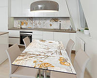 Наклейка 3Д виниловая на стол Zatarga «Зарисовки за завтраком» 600х1200 мм для домов, квартир, столов, кофейн,