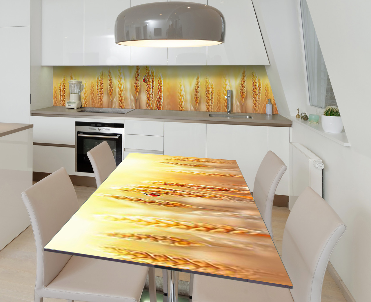 Наліпка 3Д виниловая на стол Zatarga «Колоски пшеницы» 600х1200 мм для домов, квартир, столов, кофейн, кафе