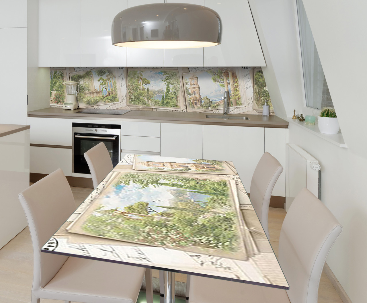 Наліпка 3Д вінілова на стіл Zatarga «Вінтажні листівки» 600х1200 мм для будинків, квартир, столів, кофеєнь,