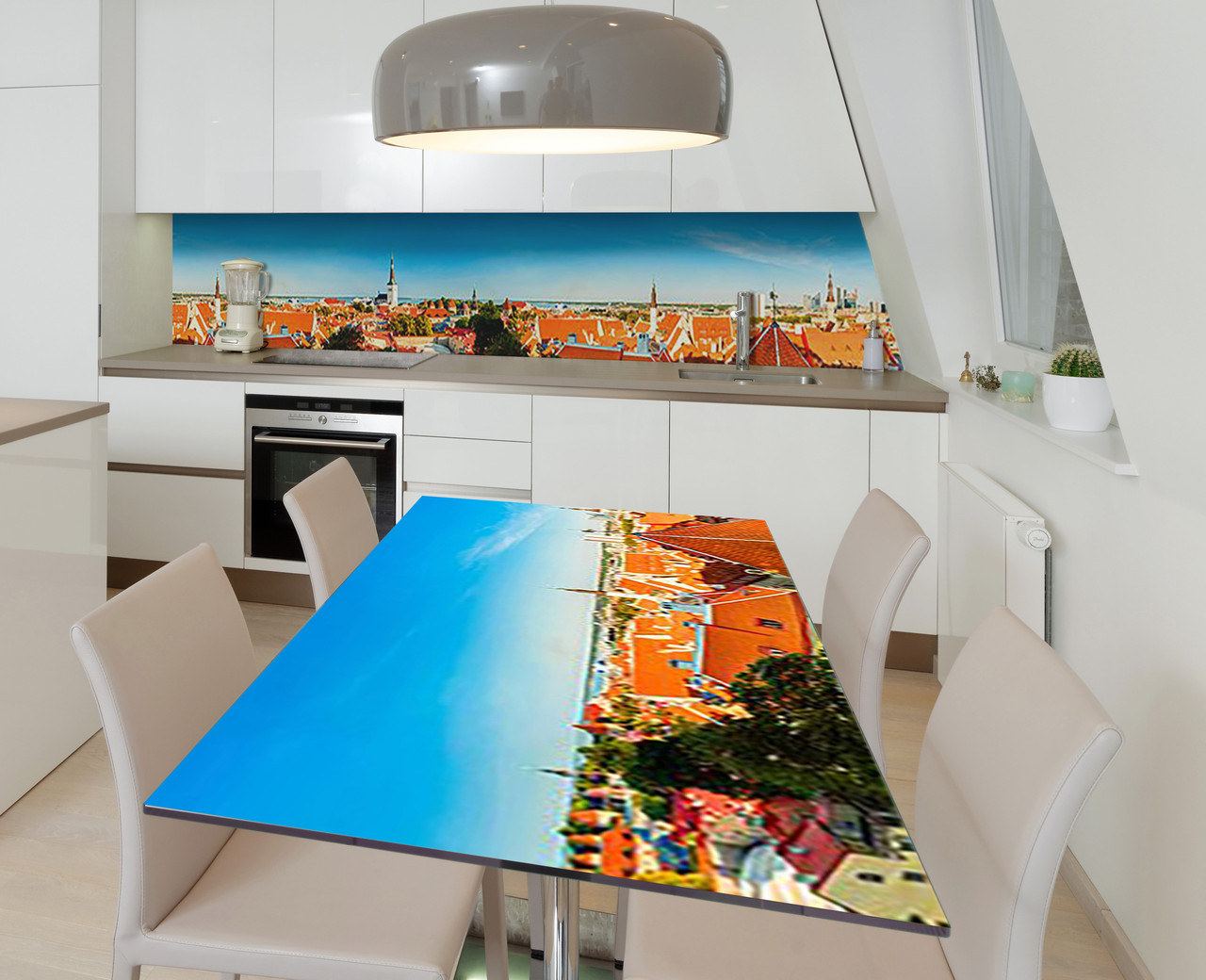 Наліпка 3Д виниловая на стол Zatarga «Оранжевые крыши» 600х1200 мм для домов, квартир, столов, кофейн, кафе
