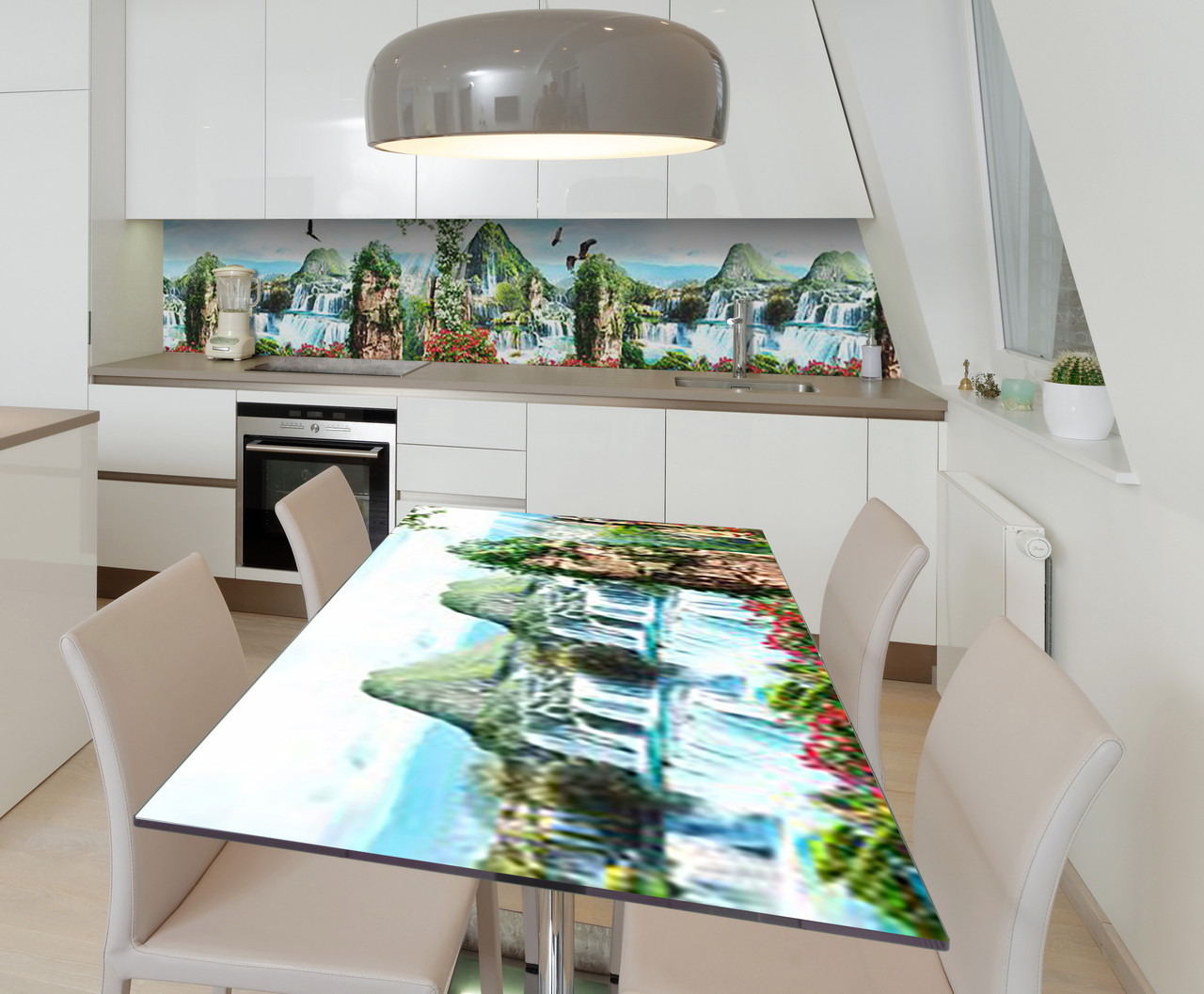 Наліпка 3Д виниловая на стол Zatarga «Чарующие потоки» 600х1200 мм для домов, квартир, столов, кофейн, кафе, фото 1