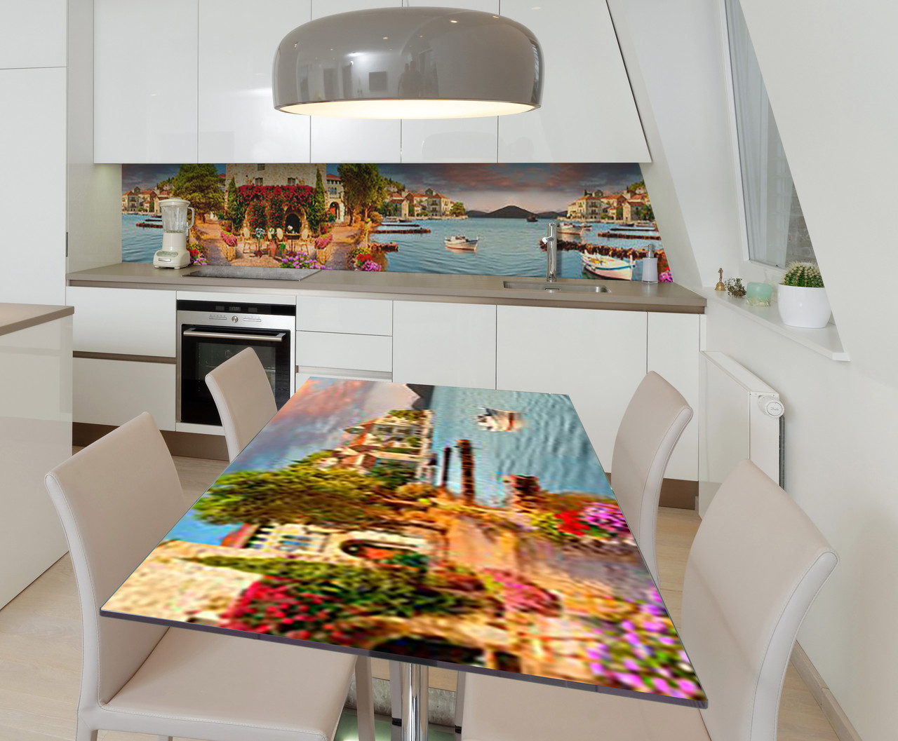 Наліпка 3Д вінілова на стіл Zatarga «Італійська пристань» 600х1200 мм для будинків, квартир, столів, кофеєнь,, фото 1