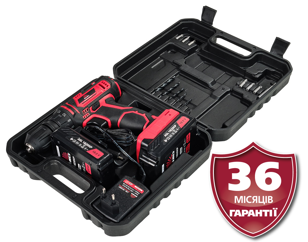 Дриль-шурупокрут акумуляторний 18 В, 2 швидкості, Латвія Vitals AU 18/2KP QC