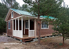 Модульний будинок 9 м х 6 м із терасою та внутрішньою обробкою вагонкою