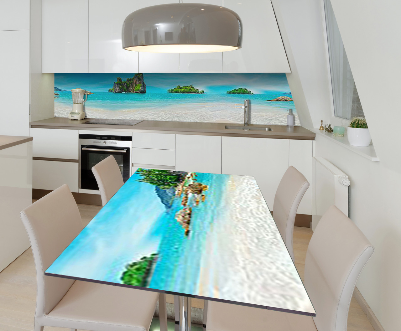 Наліпка 3Д виниловая на стол Zatarga «Сочные острова» 600х1200 мм для домов, квартир, столов, кофейн, кафе, фото 1