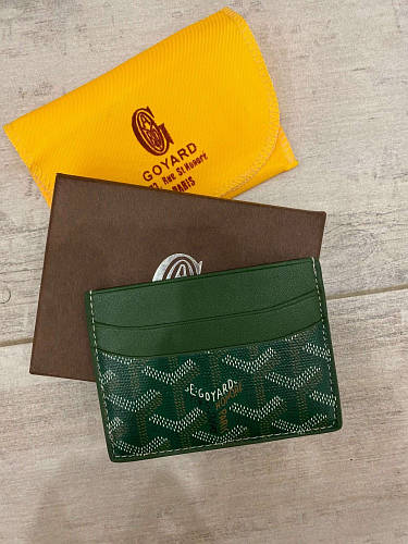 goyard card holder green