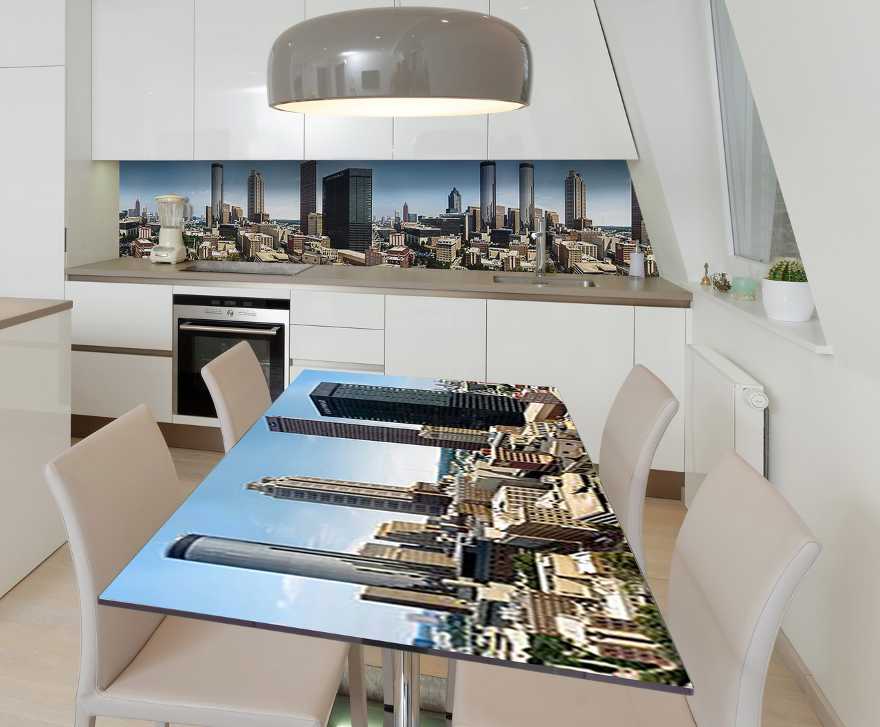 Наліпка 3Д виниловая на стол Zatarga «Вершины мегаполиса» 600х1200 мм для домов, квартир, столов, кофейн,, фото 1