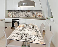 Наклейка 3Д виниловая на стол Zatarga «Старый Амстердам» 600х1200 мм для домов, квартир, столов, кофейн, кафе