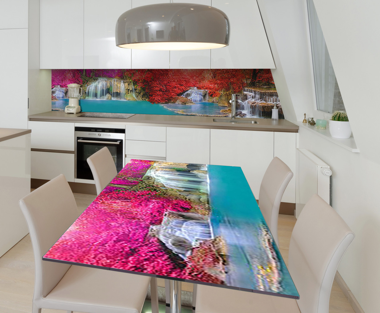 Наклейка 3Д вінілова на стіл Zatarga «Чарівний водоспад» 600х1200 мм для будинків, квартир, столів, кофеєнь, кафе, фото 1