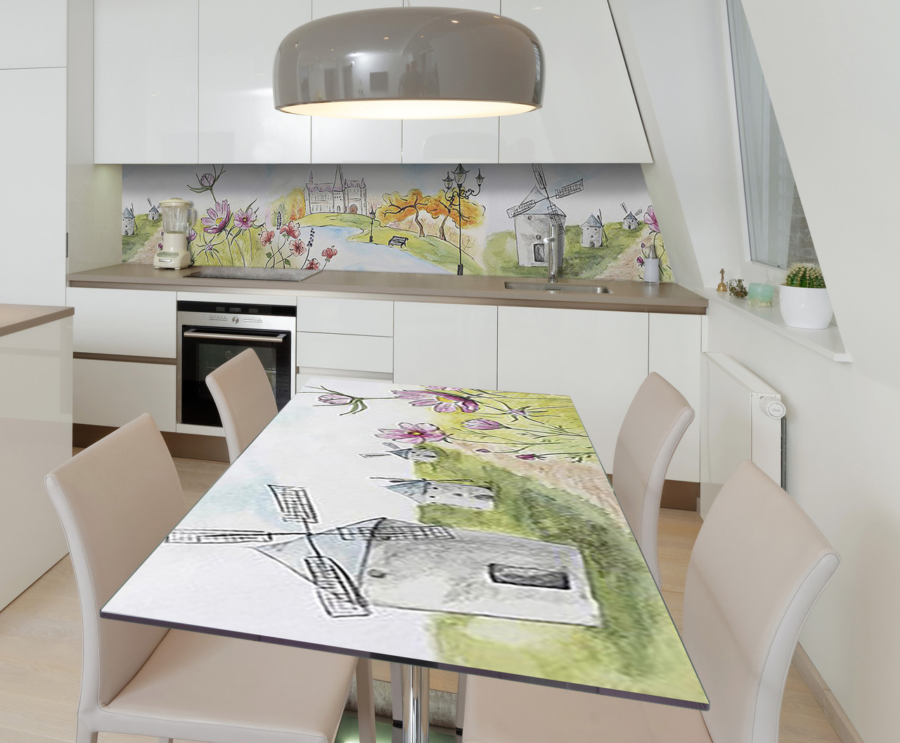 Наліпка 3Д виниловая на стол Zatarga «Голландская акварель» 600х1200 мм для домов, квартир, столов, кофейн,