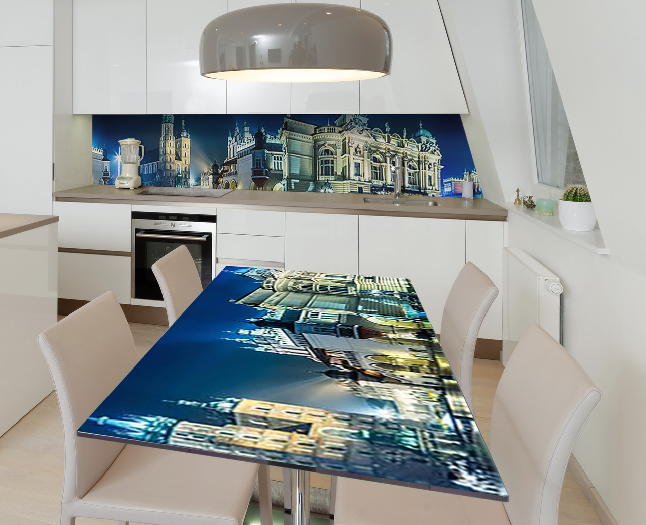 Наліпка 3Д вінілова на стіл Zatarga «Сяюча Прага» 600х1200 мм для будинків, квартир, столів, кофеєнь, кафе, фото 1