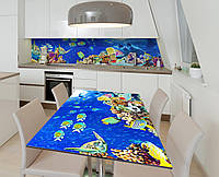 Наклейка 3Д виниловая на стол Zatarga «Радуга подводного мира» 600х1200 мм для домов, квартир, столов, кофейн,