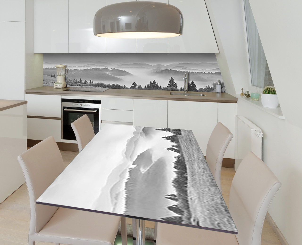 Наліпка 3Д вінілова на стіл Zatarga «Туманні дали» 600х1200 мм для будинків, квартир, столів, кофеєнь, кафе
