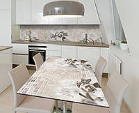 Наклейка 3Д виниловая на стол Zatarga «Нежные цветы» 600х1200 мм для домов, квартир, столов, кофейн, кафе