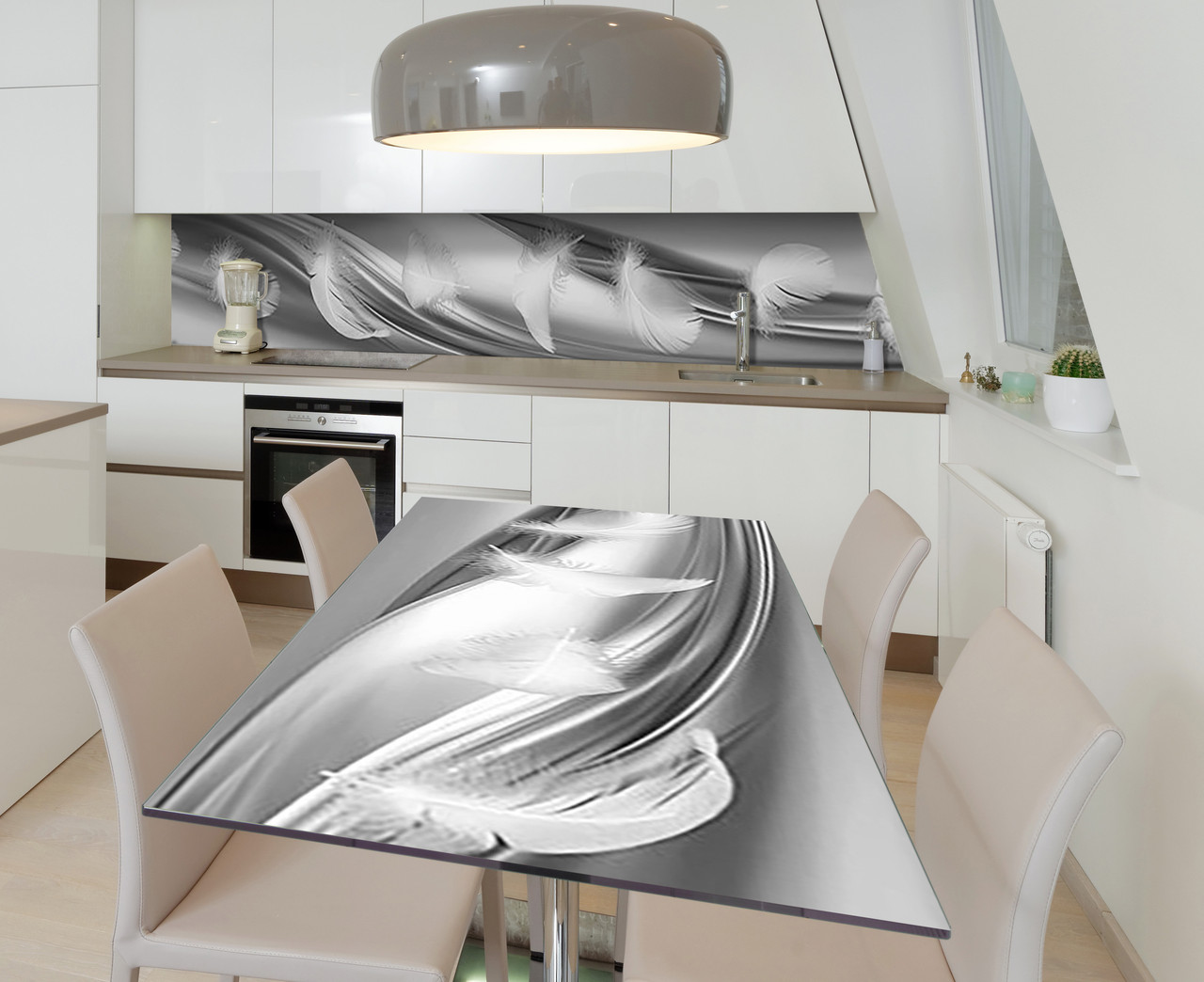 Наліпка 3Д виниловая на стол Zatarga «Гусиное перо» 600х1200 мм для домов, квартир, столов, кофейн, кафе