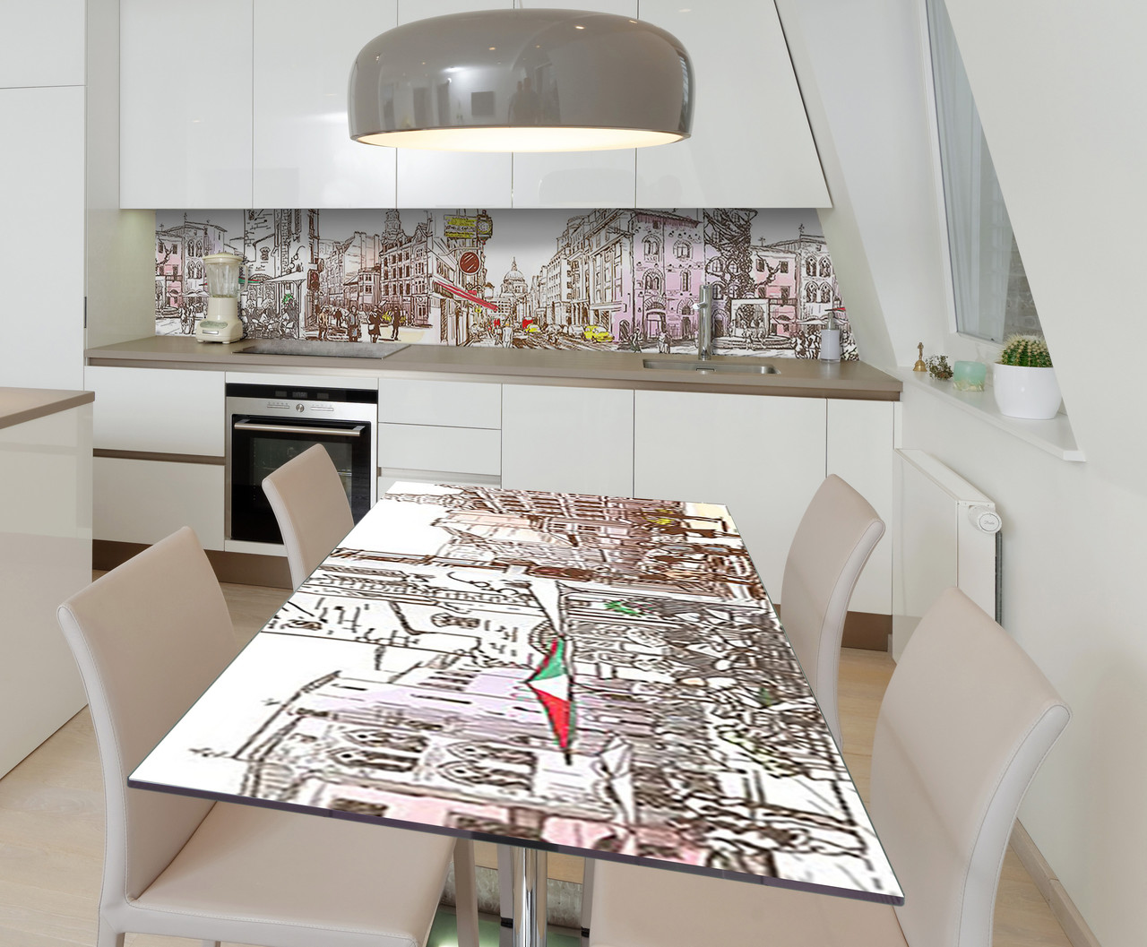 Наліпка 3Д вінілова на стіл Zatarga «Ранок в Мілані» 600х1200 мм для будинків, квартир, столів, кофеєнь, кафе, фото 1