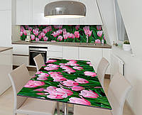 Наклейка 3Д виниловая на стол Zatarga «Тюльпановый сад» 600х1200 мм для домов, квартир, столов, кофейн, кафе