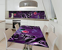 Наклейка 3Д виниловая на стол Zatarga «Фиолетовая лава» 600х1200 мм для домов, квартир, столов, кофейн, кафе