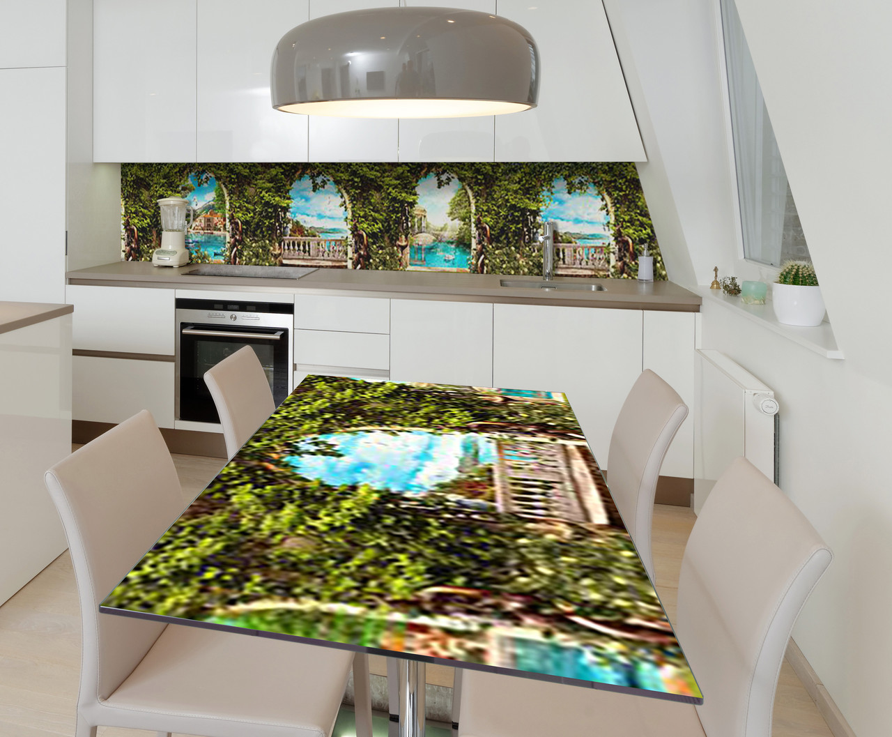 Наліпка 3Д виниловая на стол Zatarga «Заброшенный дворик» 600х1200 мм для домов, квартир, столов, кофейн,, фото 1