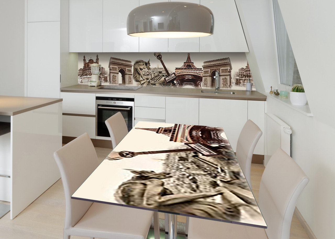 Наліпка 3Д виниловая на стол Zatarga «Тайны парижских крыш» 600х1200 мм для домов, квартир, столов, кофейн,