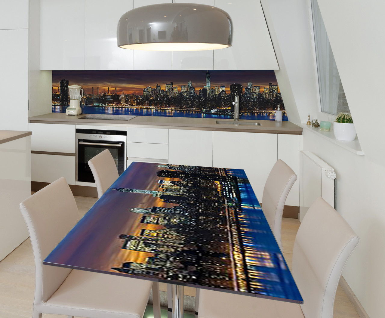 Наліпка 3Д виниловая на стол Zatarga «Сияние мегаполиса» 600х1200 мм для домов, квартир, столов, кофейн, кафе, фото 1