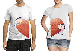 Парні футболки з принтом "Половинки серця" Push IT