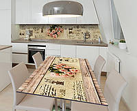 Наклейка 3Д виниловая на стол Zatarga «Хрупкость кремовой розы» 600х1200 мм для домов, квартир, столов,