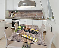 Наклейка 3Д виниловая на стол Zatarga «Деревянное панно» 600х1200 мм для домов, квартир, столов, кофейн,