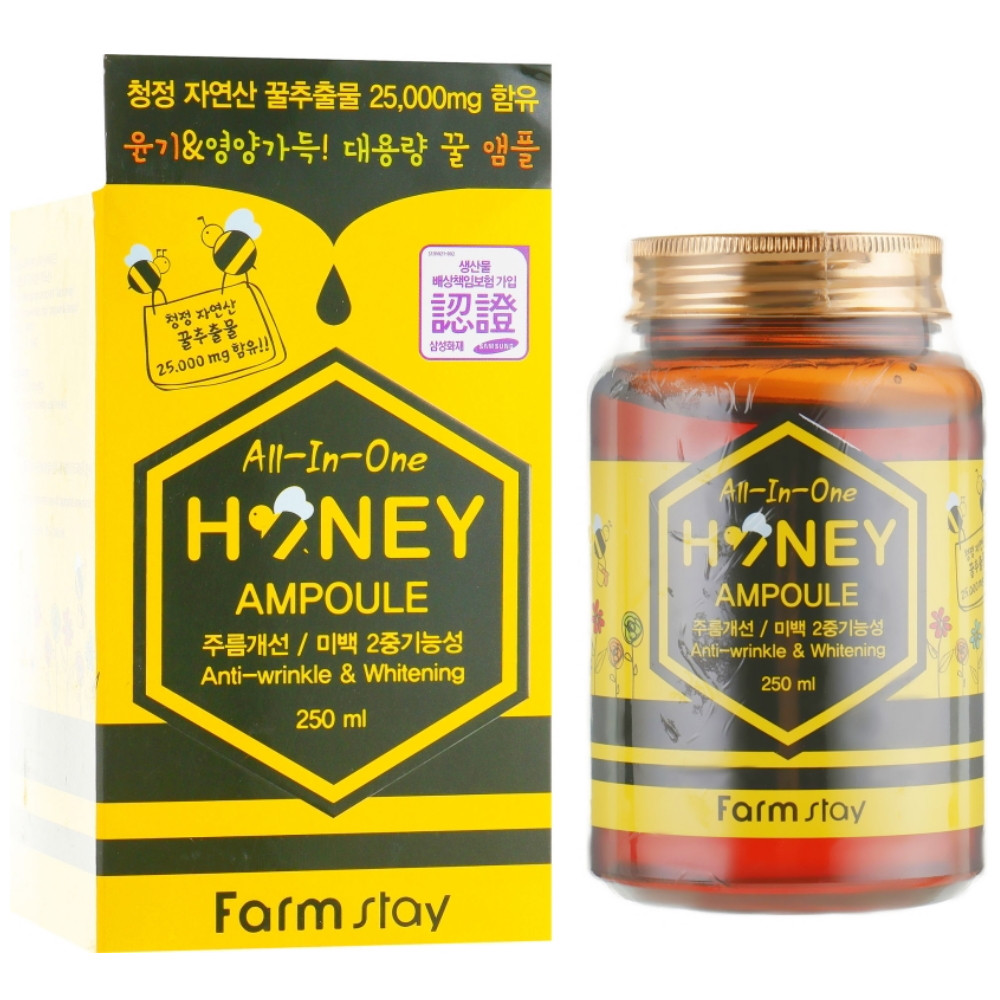 Багатофункціональна медова ампульна сироватка для обличчя Farmstay All In One Honey Ampoule 250 мл