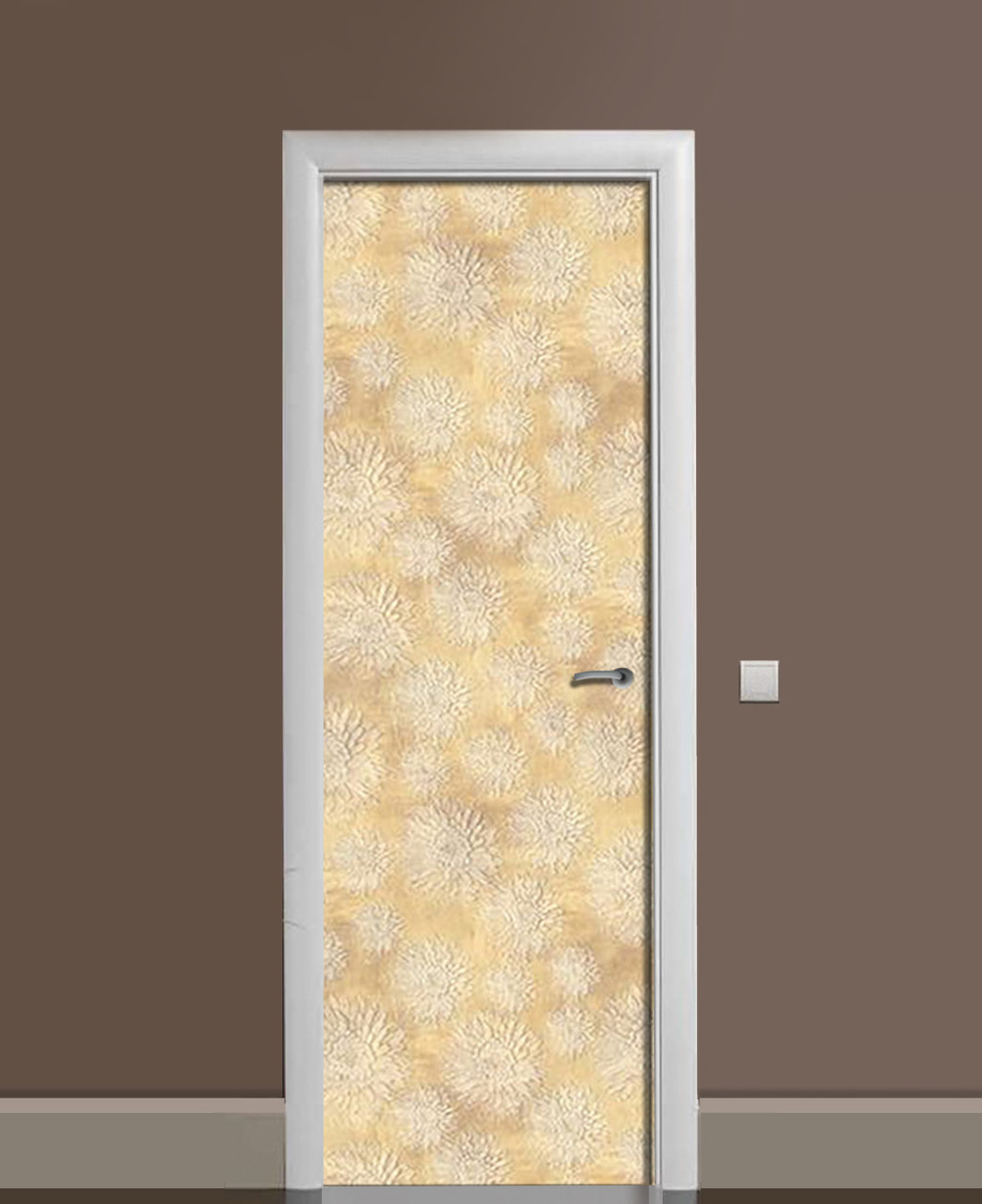 Наліпка на дверь Zatarga «Песчаные астры» 650х2000 мм виниловая 3Д Наліпка декор самоклеящаяся