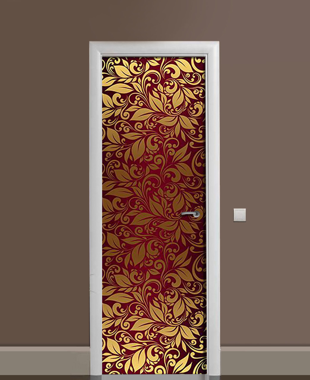 Наліпка на двері Zatarga «Золоте бордо» 650х2000 мм вінілова 3Д Наліпка декор самоклеюча